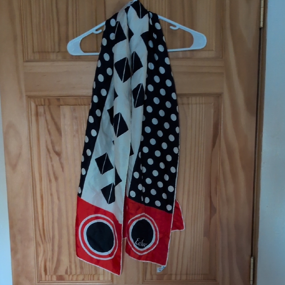 Echo Red and White Silk Scarf